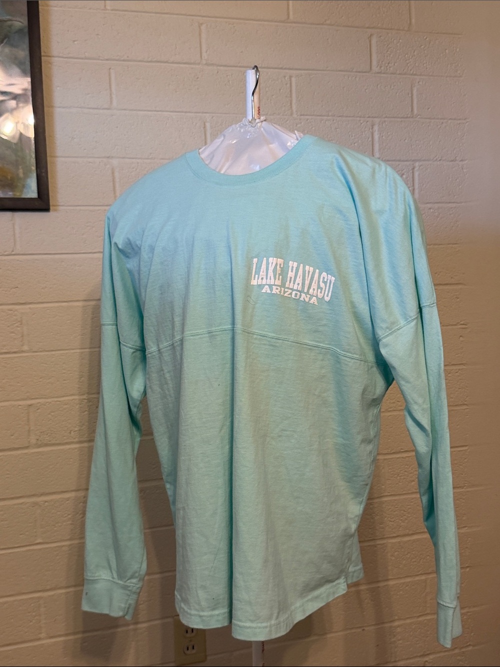 Exist Long Sleeve Tee - Light Aqua with White Chest Print
